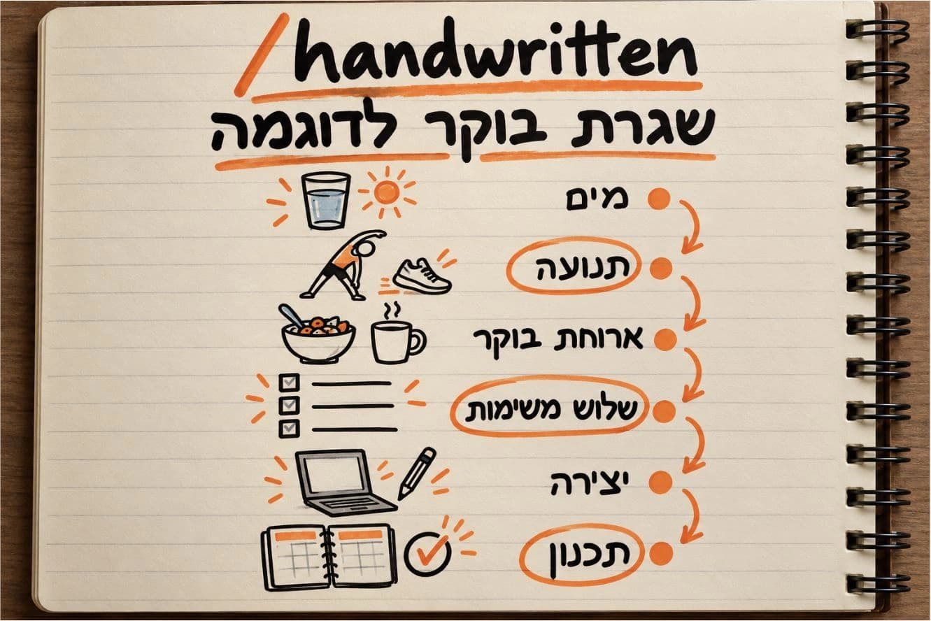 צילום מסך אמיתי מ־ChatGPT: שגרת בוקר בכתב יד