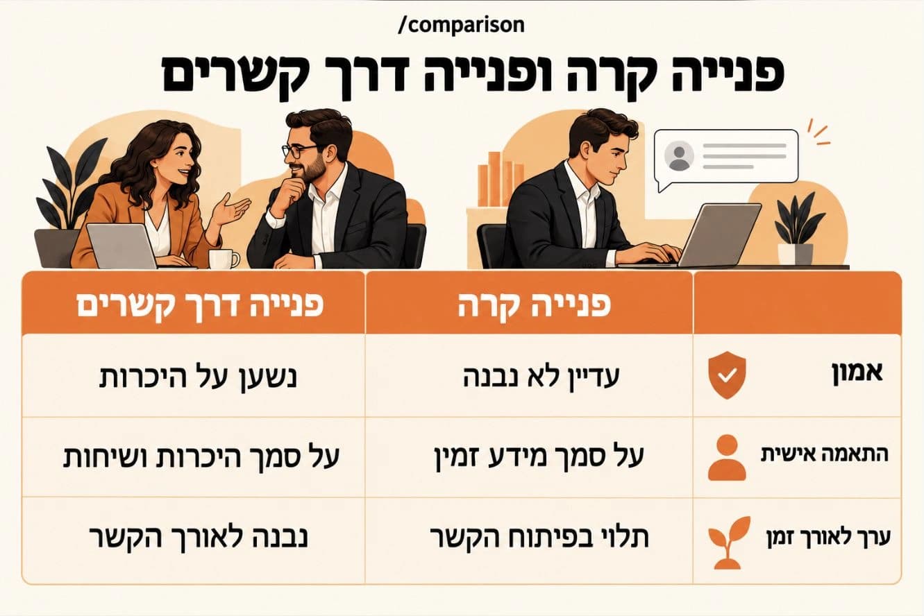 צילום מסך אמיתי מ־ChatGPT: השוואה בין שתי גישות לפנייה ללקוחות